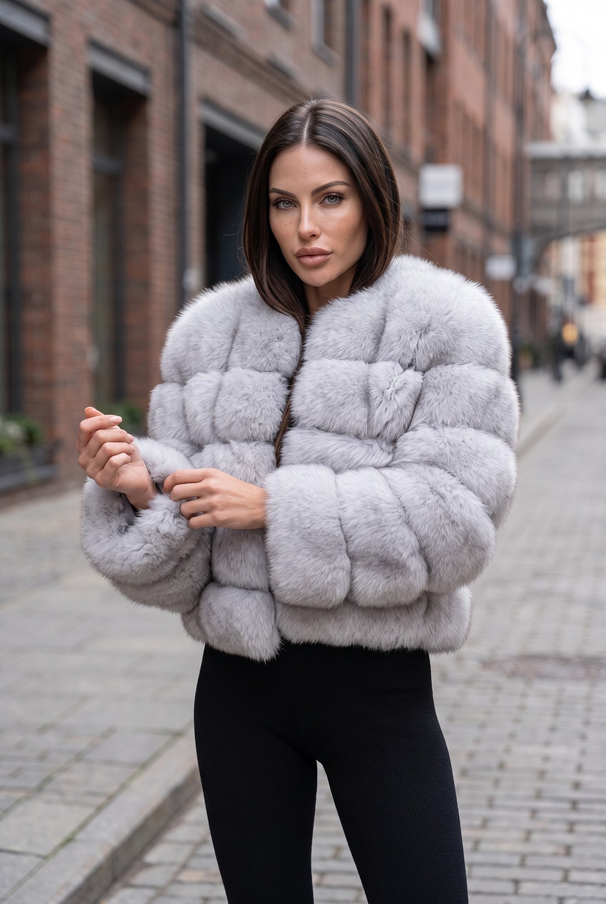Fox fur coat in Natural White