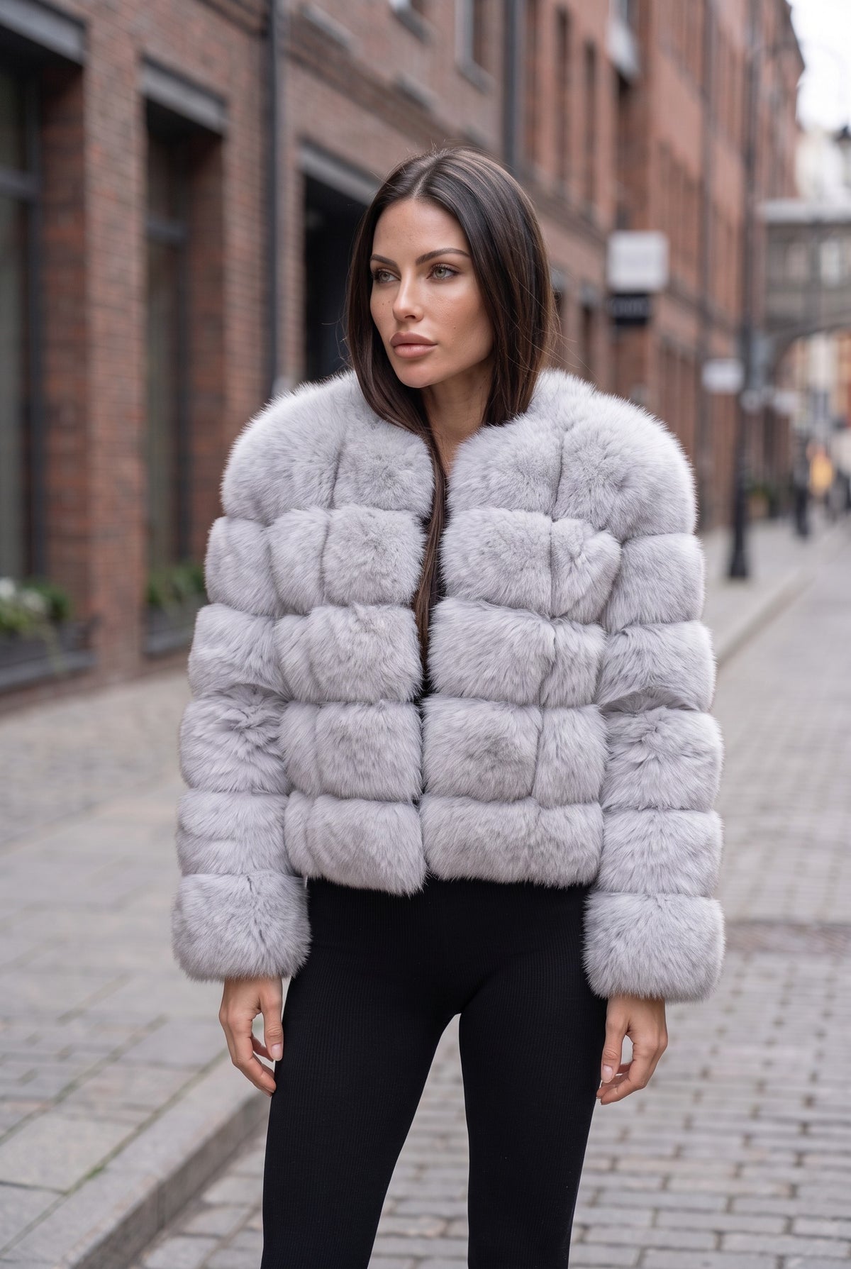 Fox fur coat in Natural White