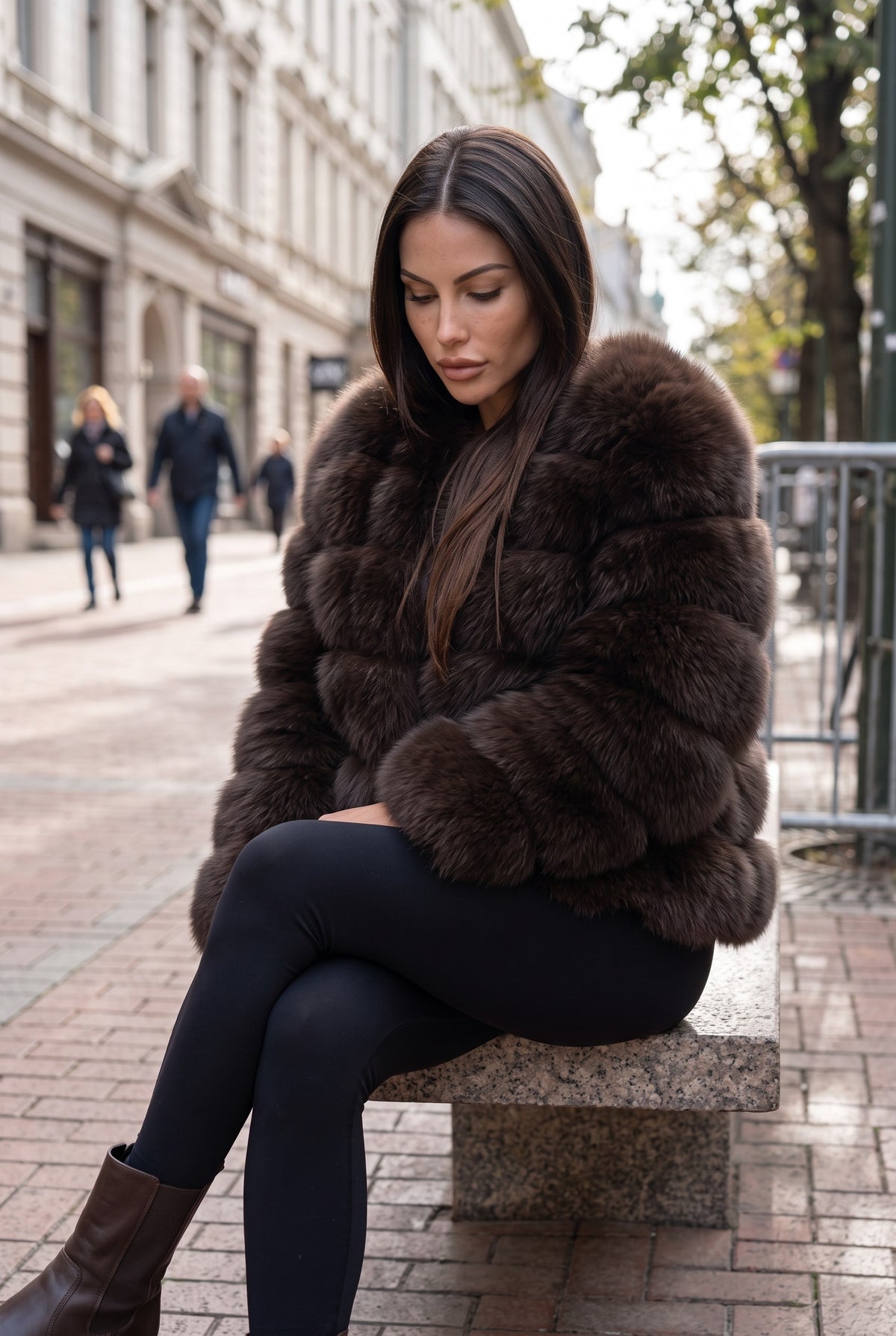 Fox fur coat in Brown