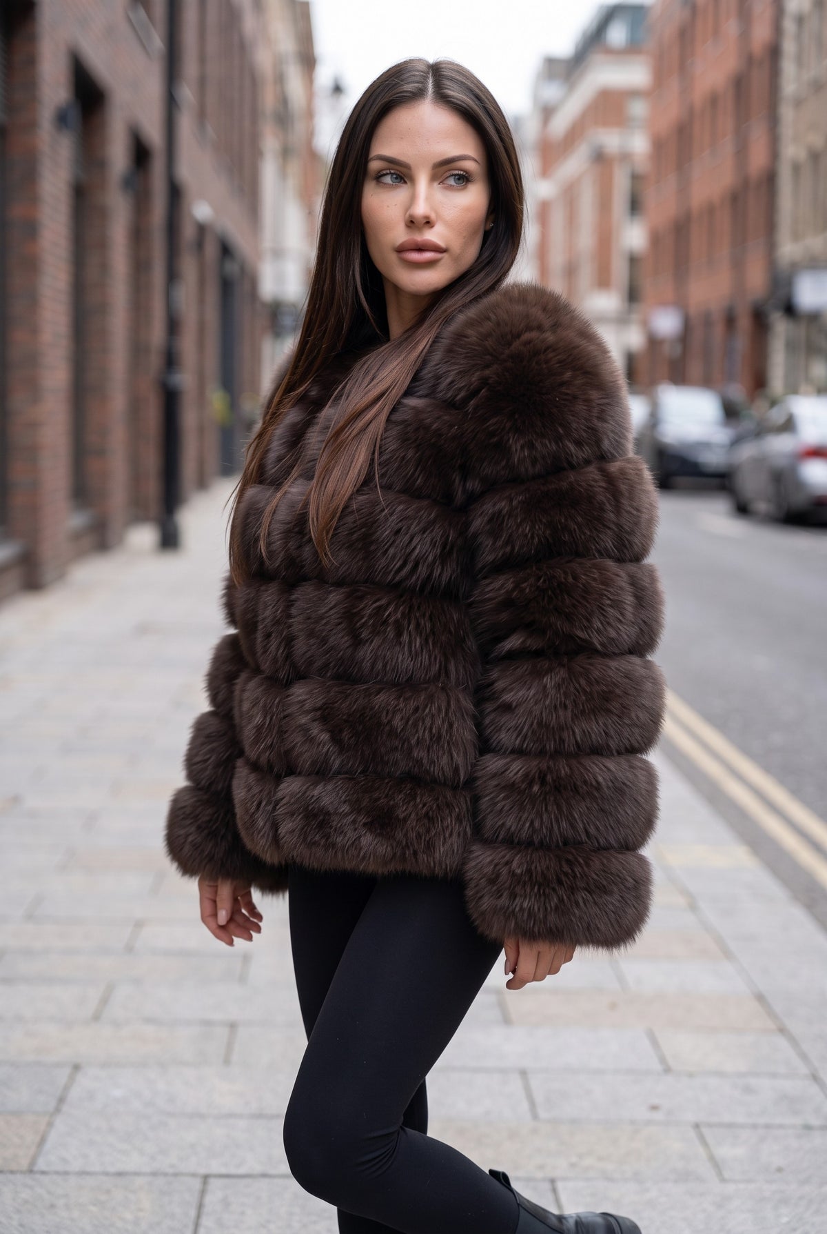 Fox fur coat in Brown