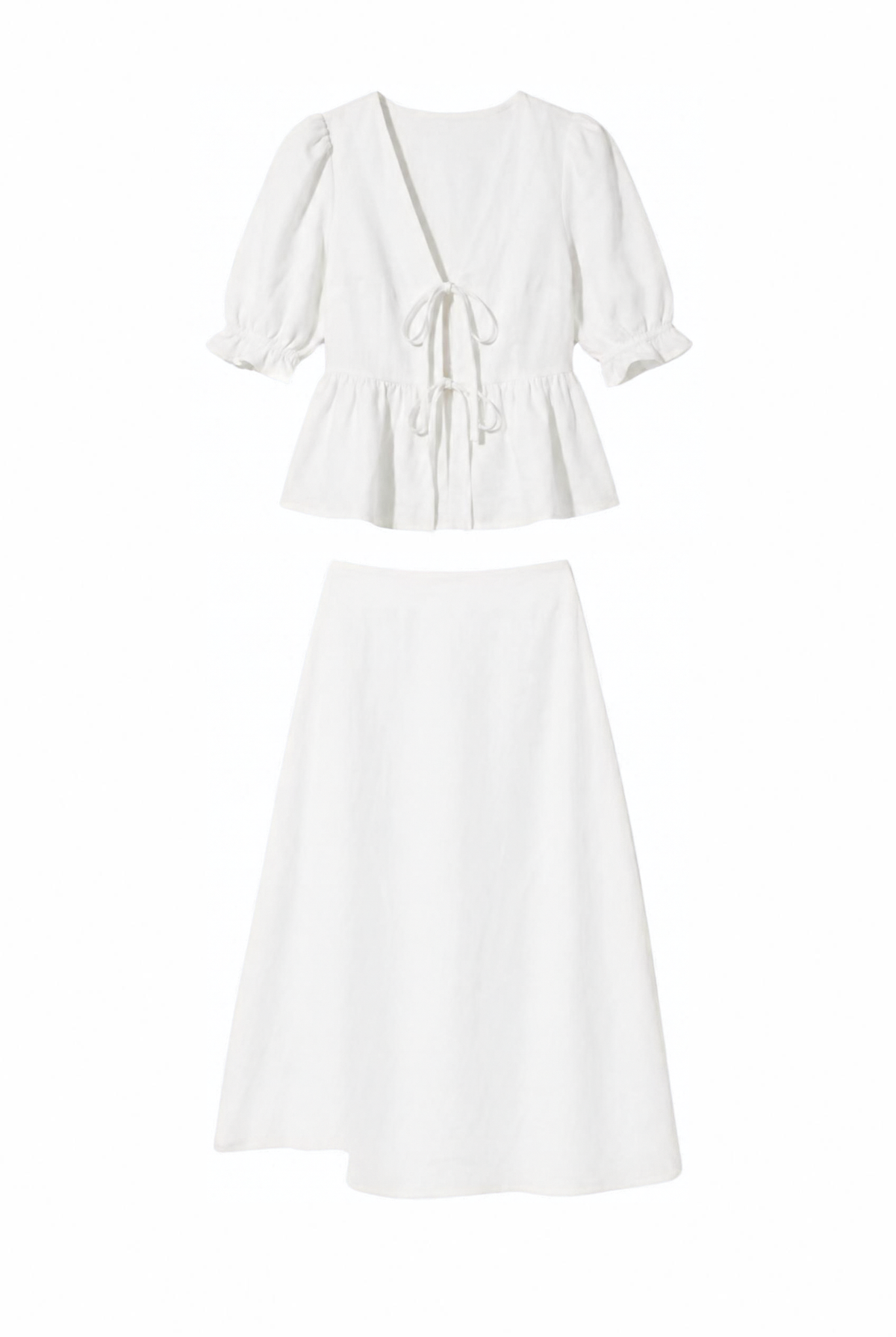 Lace up two piece set in White