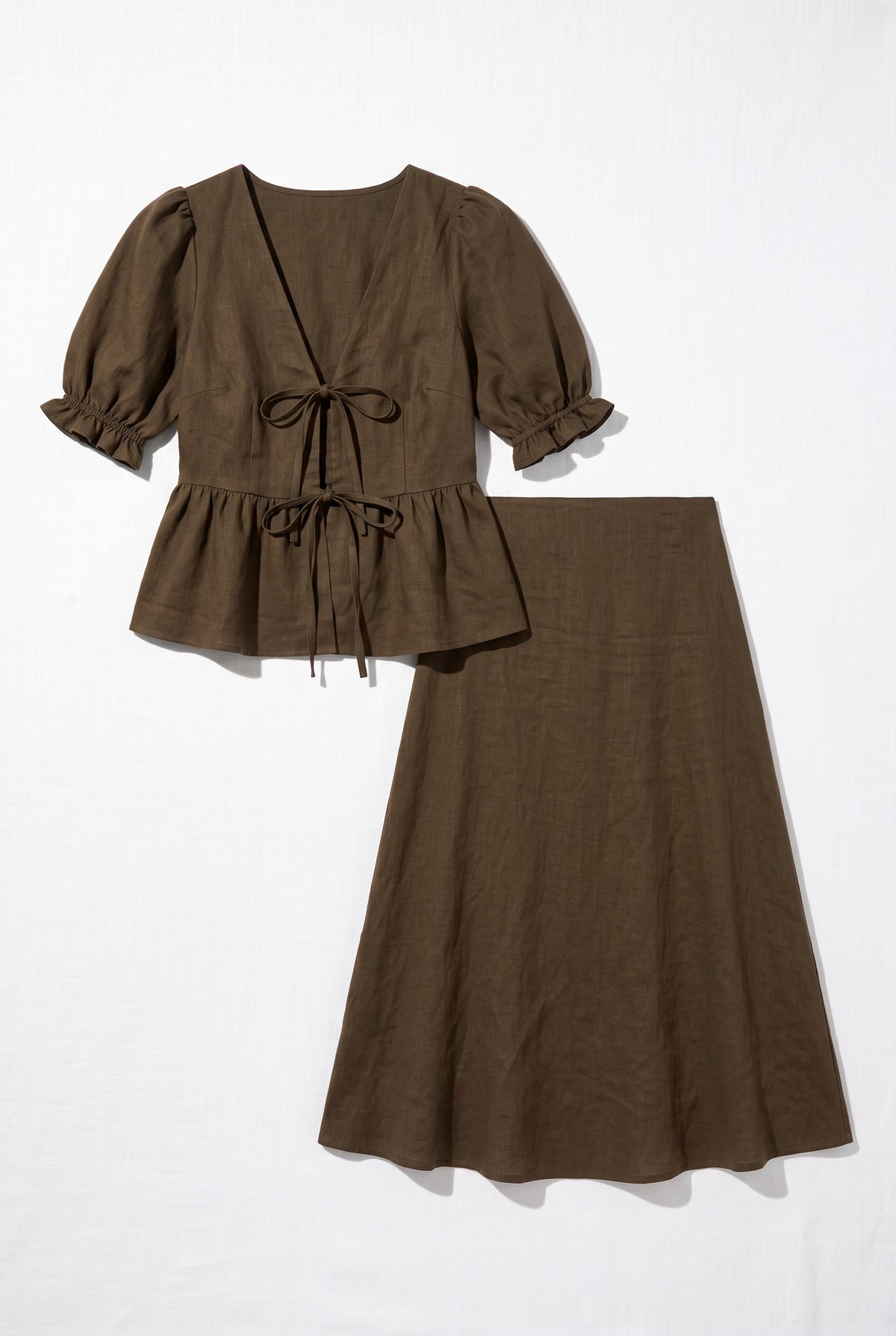 Lace up two piece set in Coffee