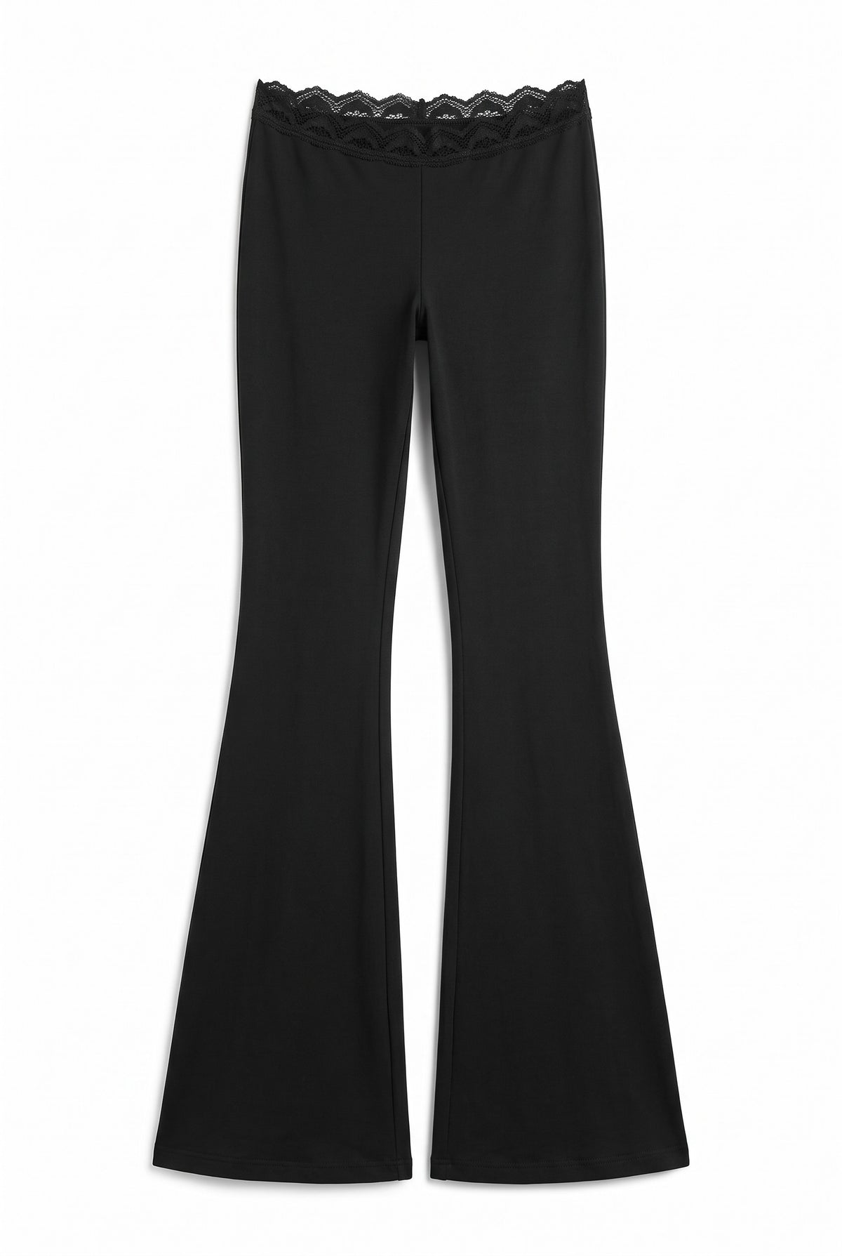 High lace-waisted flared leggings