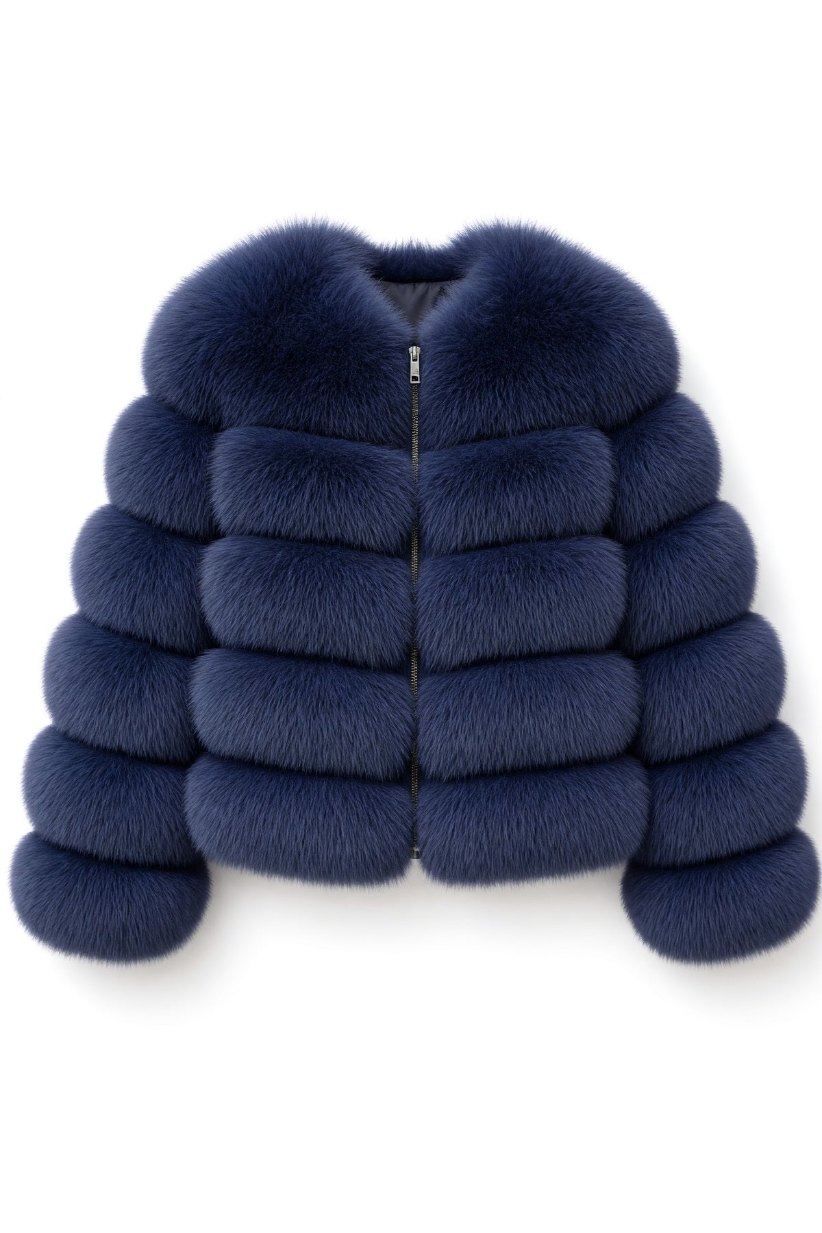 Fox fur coat in Navy Blue