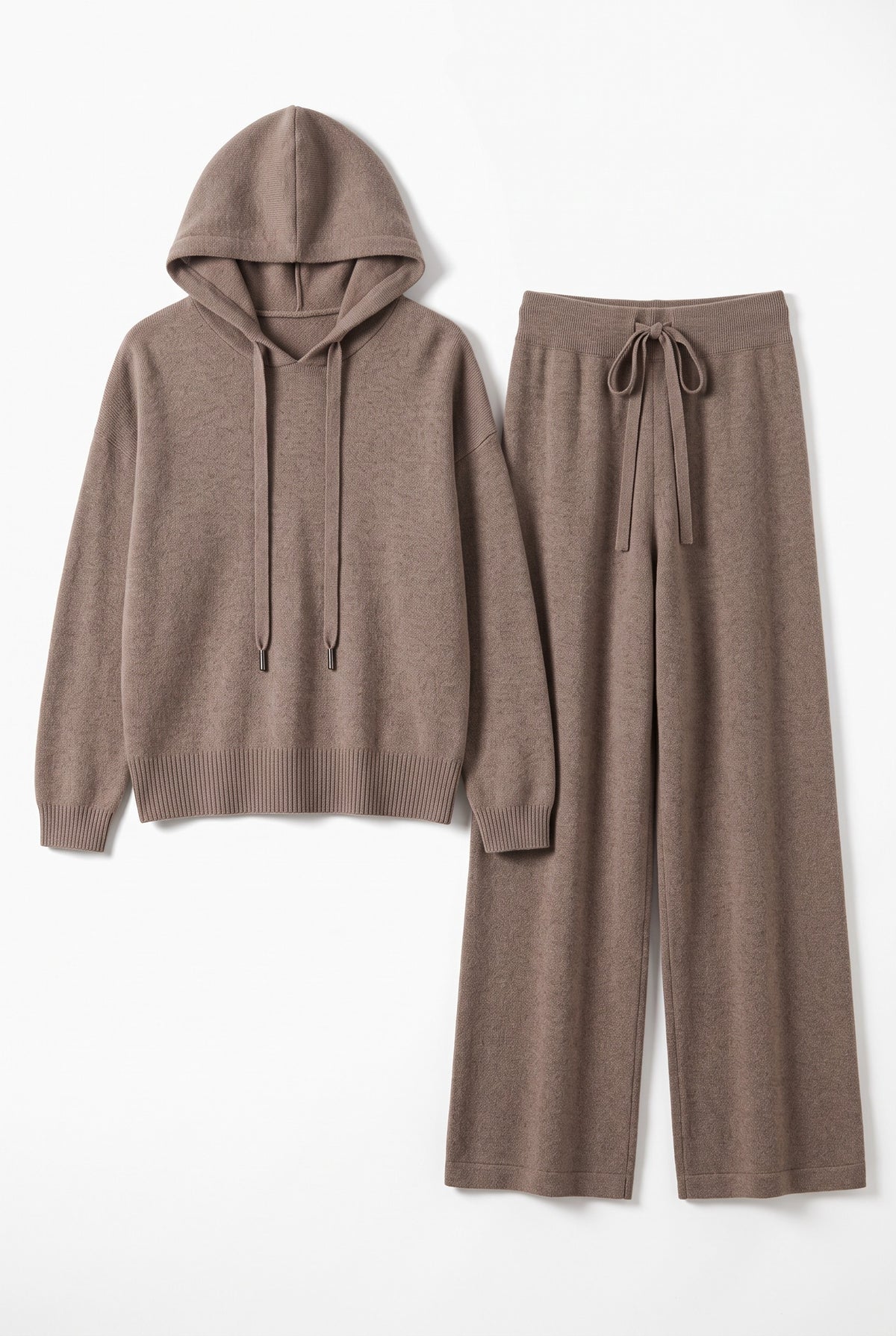 Hooded pure cashmere set in Camel Set