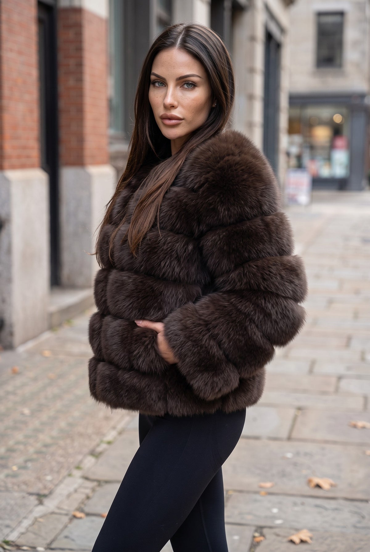 Fox fur coat in Brown