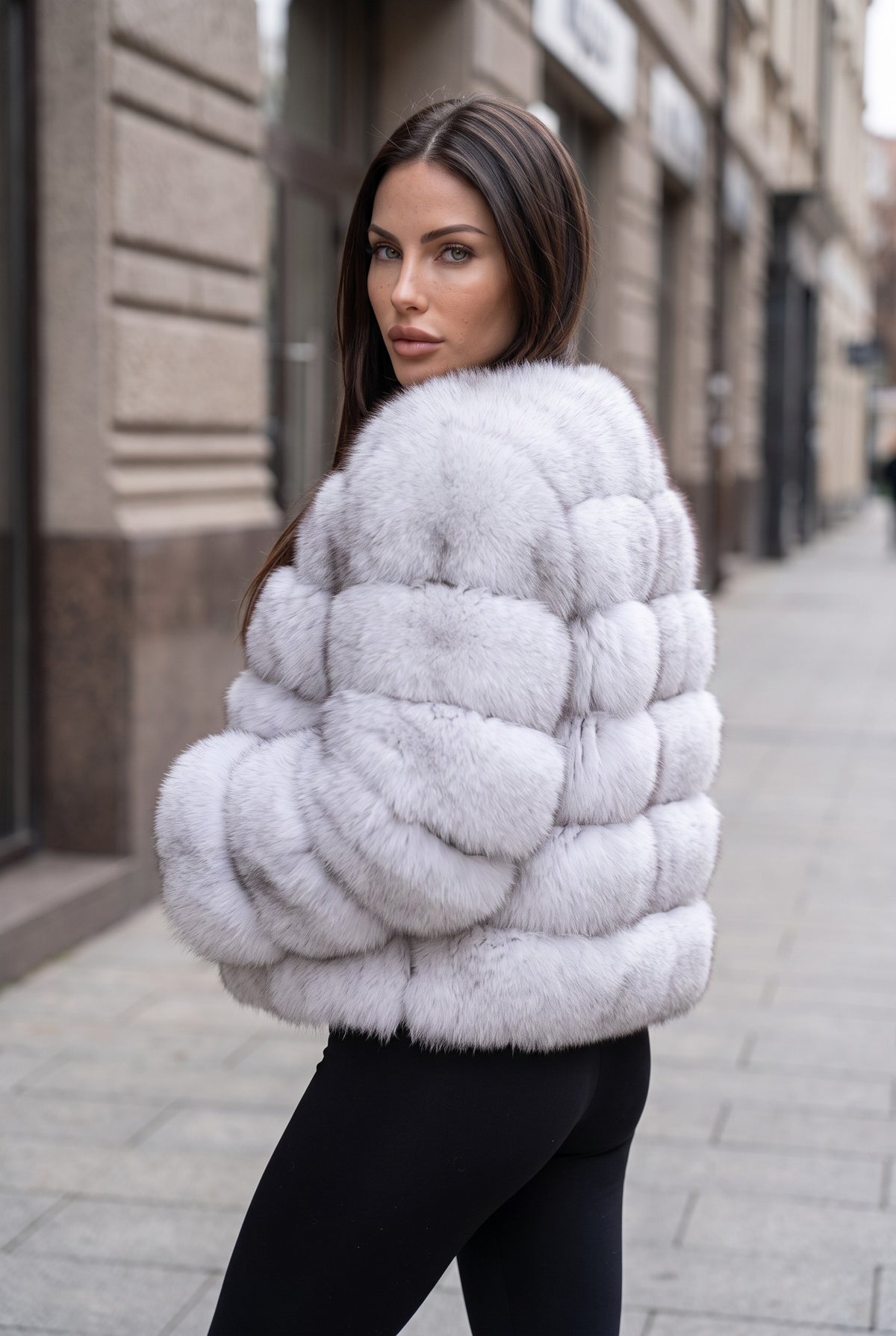 Fox fur coat in Natural White