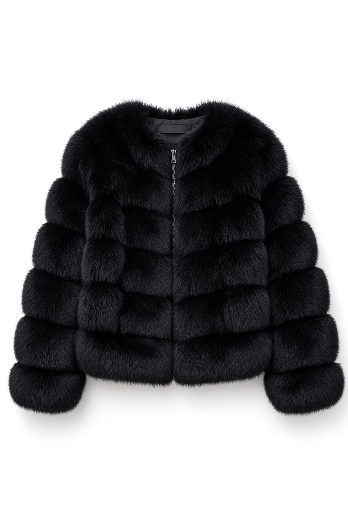 Fox fur coat in Black
