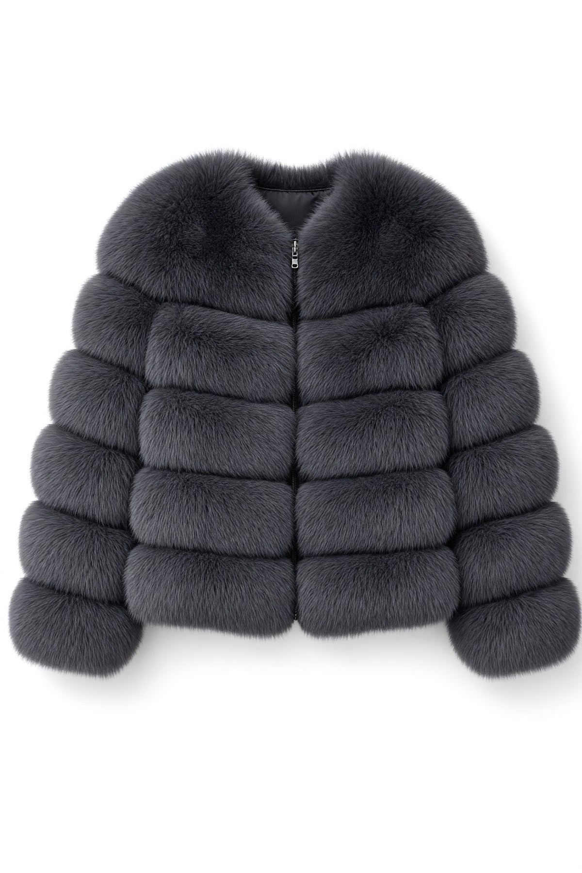 Fox fur coat in Smoke Gray