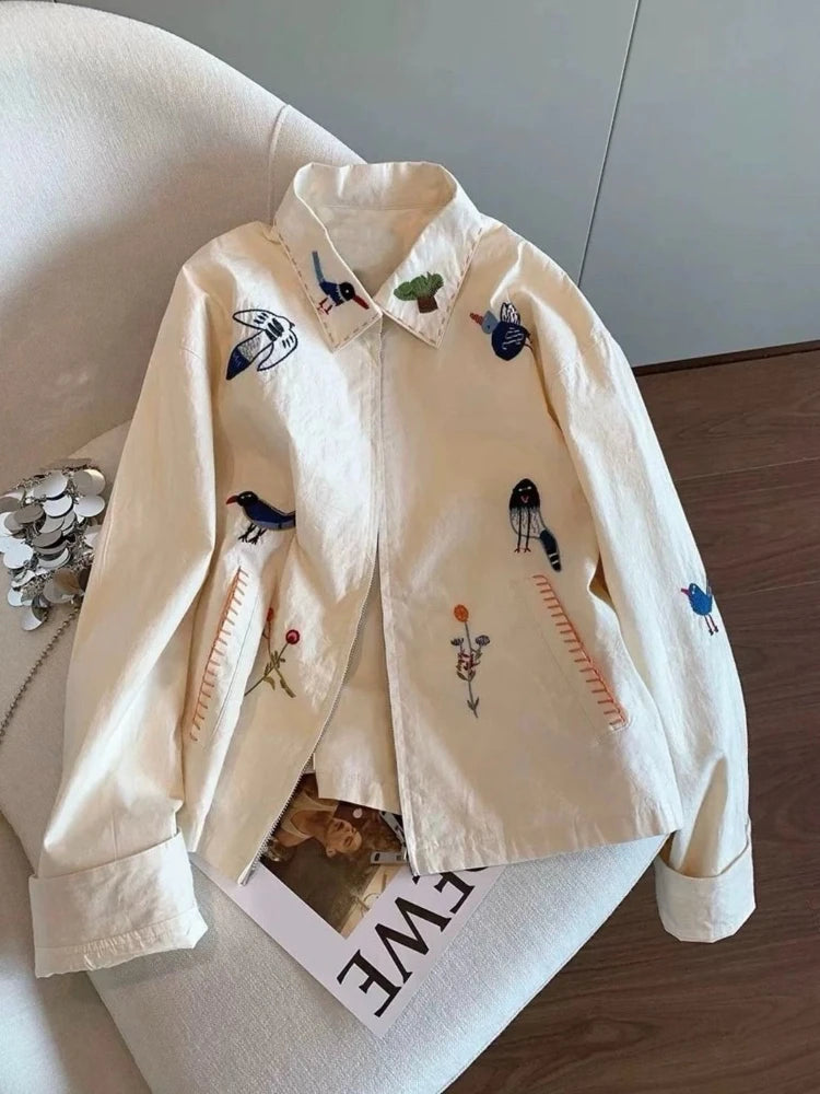 Bird stitched oversized jacket
