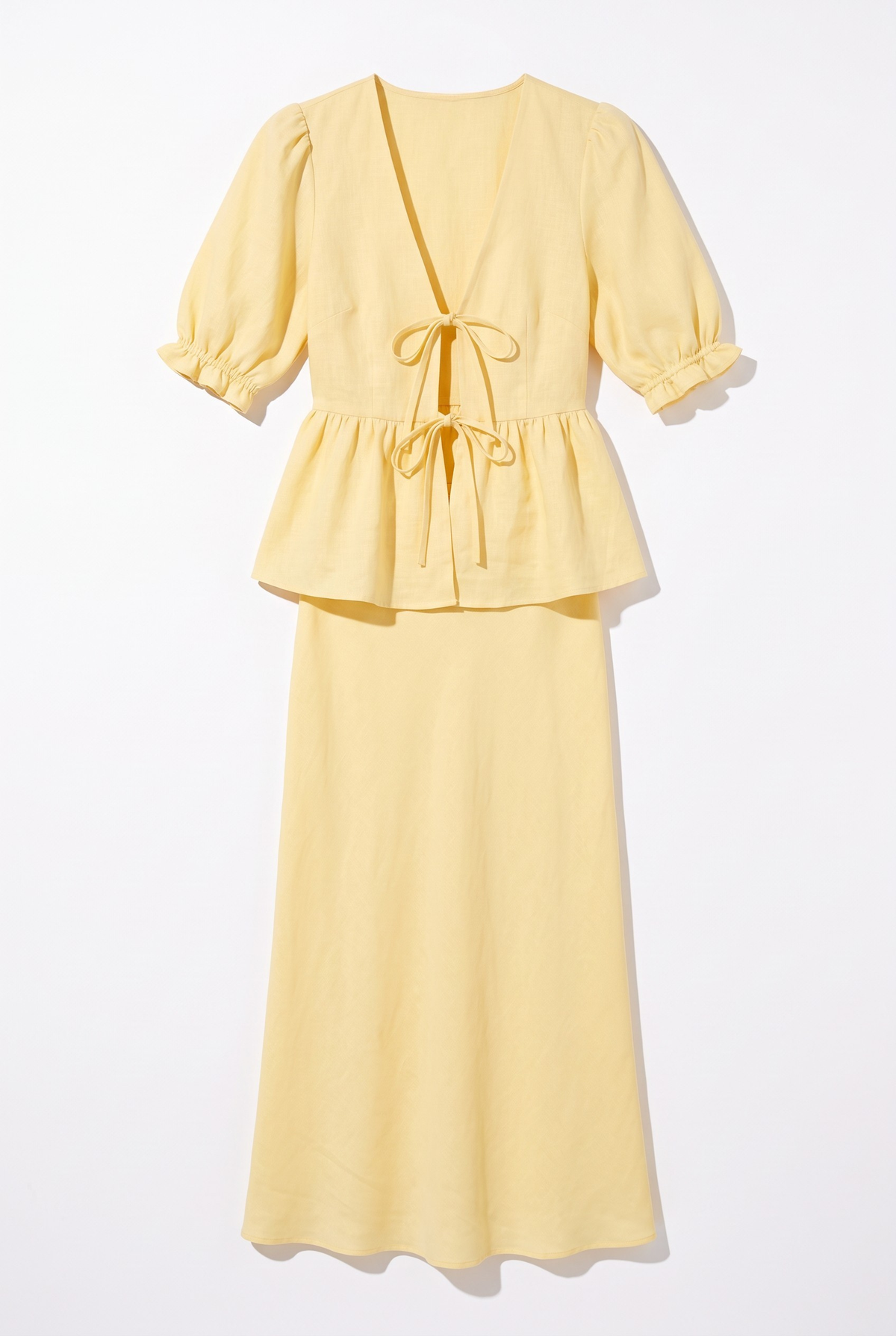 Lace up two piece set in Yellow